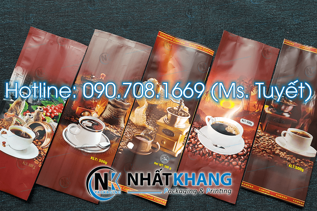 Là một trong những công ty in túi cà phê giá rẻ tại TPHCM, Nhất Khang nhận in túi đựng cà phê giá rẻ tại xưởng. Hotline: 0907081669 (Ms. Tuyết)