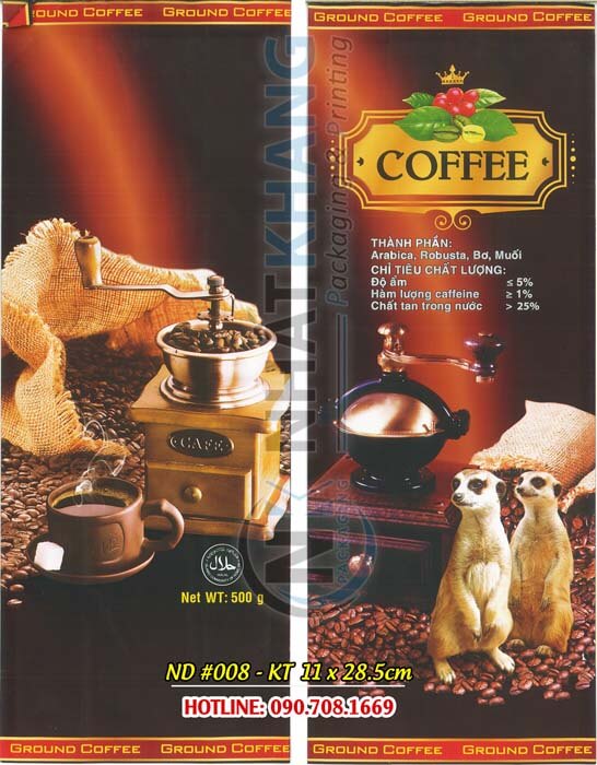 Túi cafe mẫu in sẵn ND 008 - Hotline 0907081669